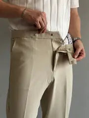 San Loreyn Old Money Gizli Düğmeli Beli Lastikli Regular Kalıp Pantolon